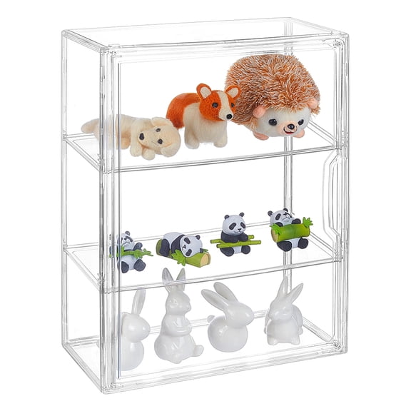 2-Tier Acrylic Display Cases for Cosmetics Holder Rectangle Clear 27.2x13.5x36.3cm