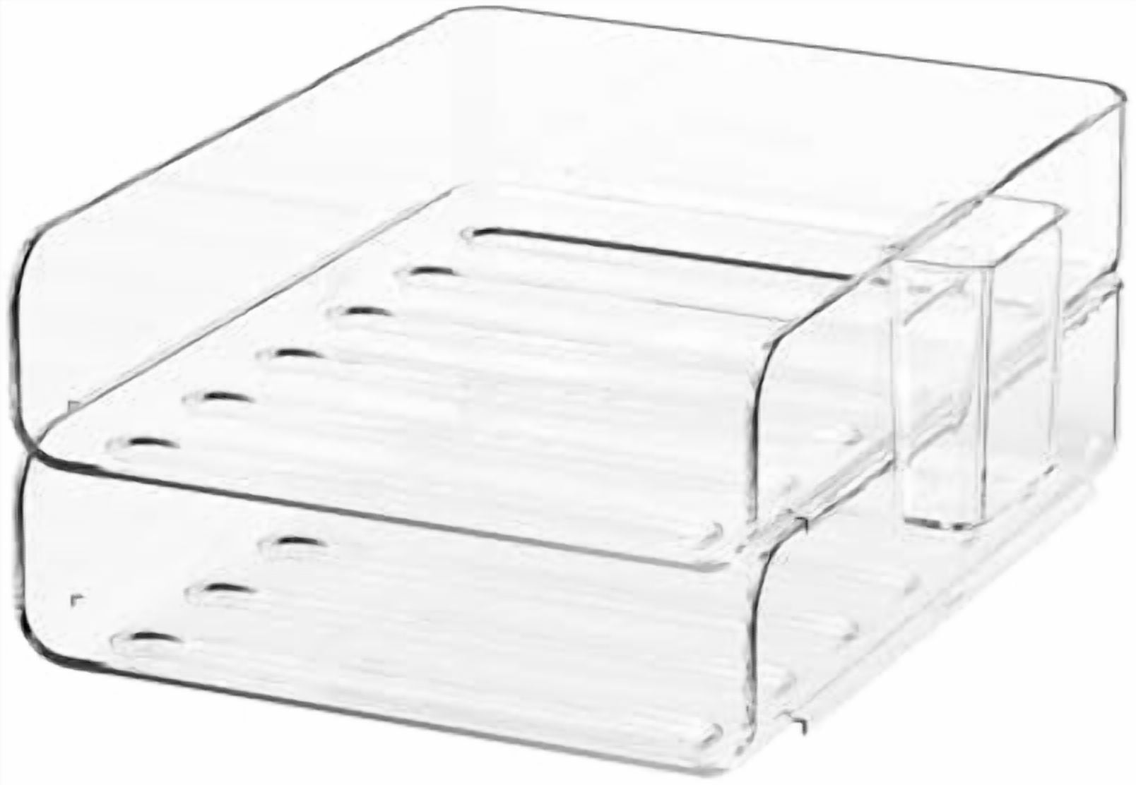 2-Tier Acrylic Paper Tray Organizer with Pen Holder | Clear Stackable ...