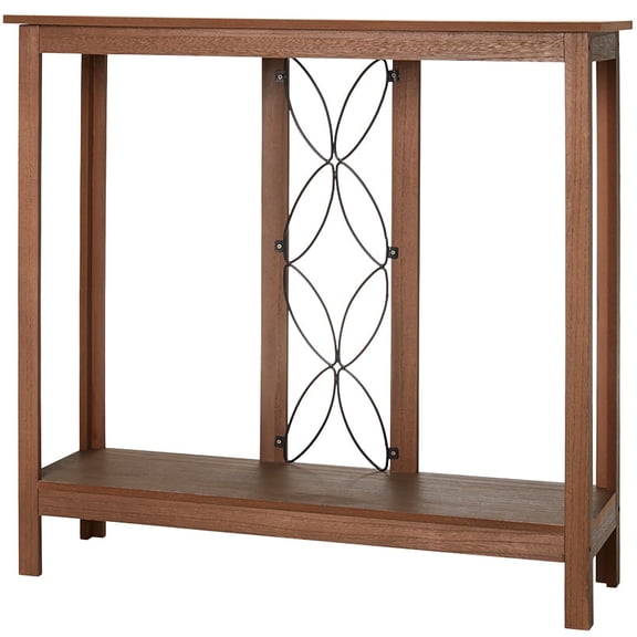 Decorative Wood-Like Console Table or Matching Shelf with Metal Scroll