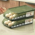 thumbnail image 1 of 2-Tier Auto Rolling Egg Dispenser for Refrigerator | Stackable Plastic Storage Container with Clear Lid | Holds 24 Eggs | Space Saving Fridge Organizer Tray in White, Gray, Green, 1 of 8