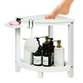 thumbnail image 1 of 2-Tier Bamboo Corner Shower Stool for Shaving Legs, Waterproof Shower Bench with Storage Shelf and Soap Dish, Shower Chair for Inside Shower, Non-Mildew & Non-Slip Shower Foot Rest,White, 1 of 7