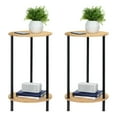 thumbnail image 1 of 2-Tier Bamboo Round Side Table Storage Table for Living Room Bedroom Patio, 1 of 6