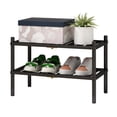 thumbnail image 1 of 2 Tier Bamboo Shoe Rack，Narrow Shoe Shelf for Closet，6 Pairs Shoe Storage Organizer for Entryway，Black, 1 of 9