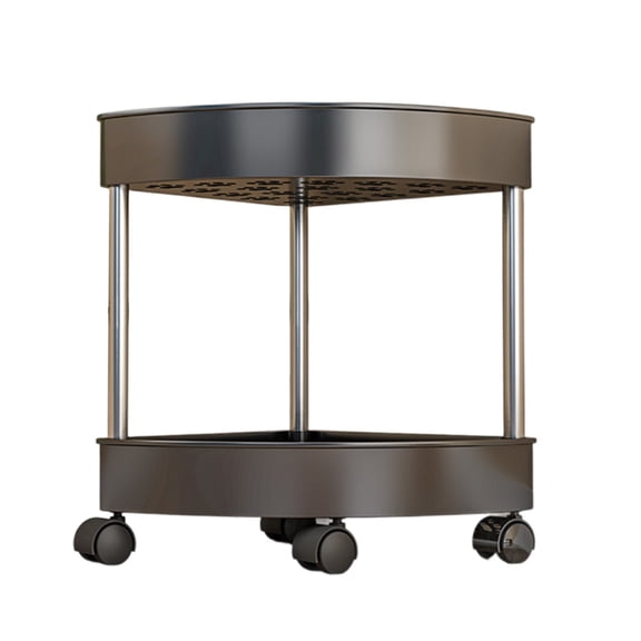 2-Tier Bathroom Corner Shelf Organizer with Wheels - Space-Saving Storage Rack with Drainage Holes, Detachable Rolling Design for Shower & Toiletries (Black)