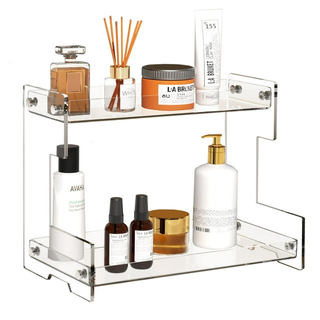 2 Tier Acrylic Bathroom Counter Organizer, Vanity Makeup and Perfume ...