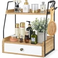 thumbnail image 1 of 2 Tier Bathroom Counter Organizer with Drawer, Wood Bathroom Storage Shelf Counter for Cosmetic Vanity Tray Kitchen Spice Rack Coffee Station Organizer, Bathroom Decor, 1 of 8
