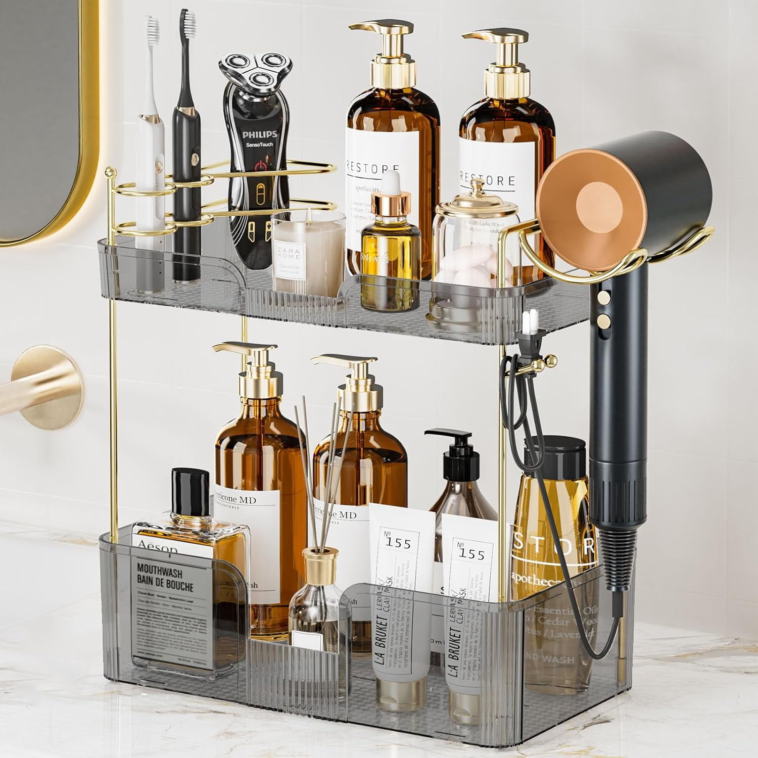 2-Tier Bathroom Counter Organizer, Men/Wonmen Makeup Organizer ...