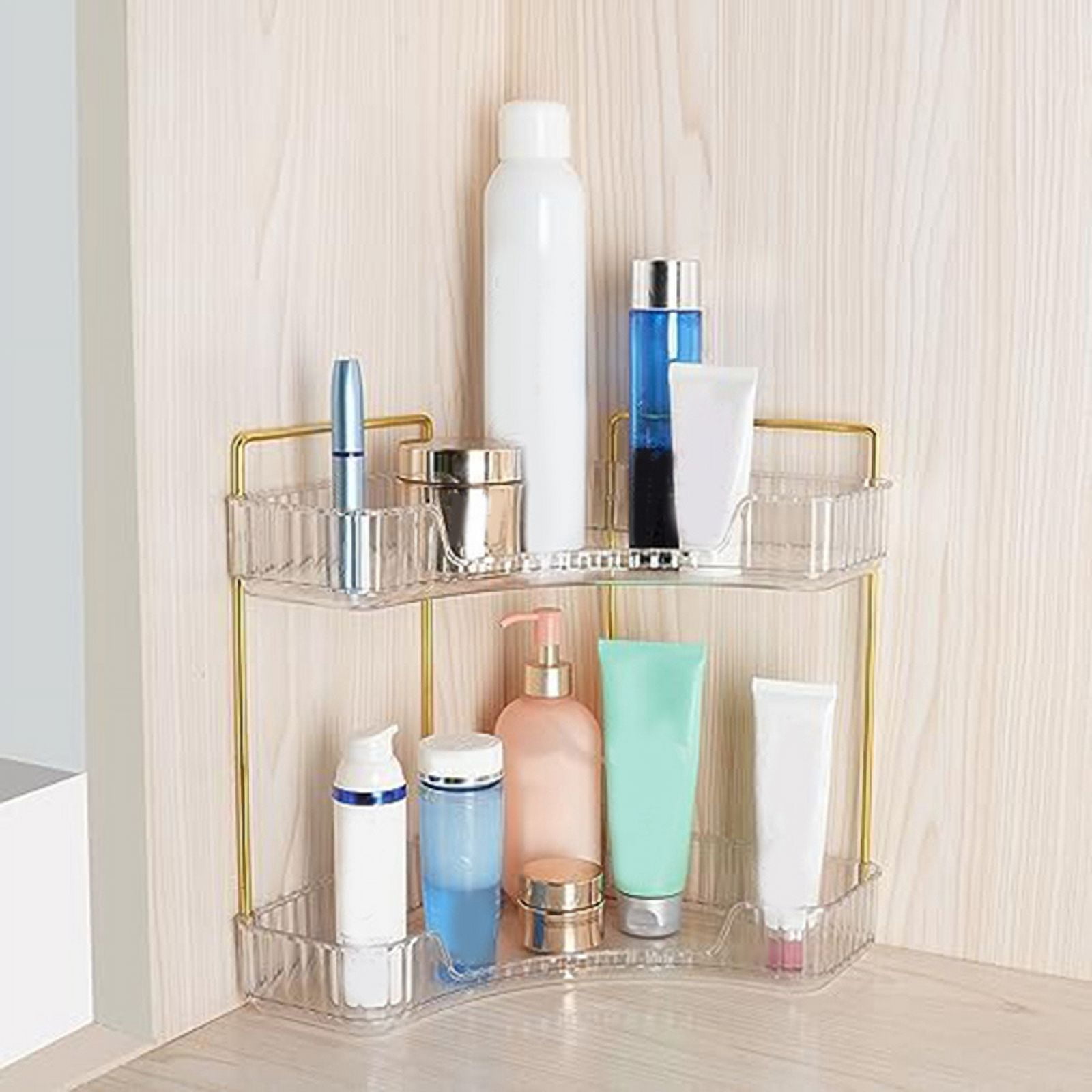 2 Tier Bathroom Counter Organizer, MultiFunction Corner Bathroom