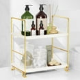 thumbnail image 1 of 2-Tier Bathroom Countertop Organizer, Kitchen Spice Rack or Makeup Skin Organizer Vanity Bedroom Storage Tray (Gold), 1 of 6