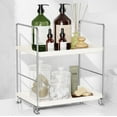 thumbnail image 1 of 2-Tier Bathroom Countertop Organizer, Kitchen Spice Rack or Makeup Skin Organizer Vanity Bedroom Storage Tray (Silver), 1 of 7