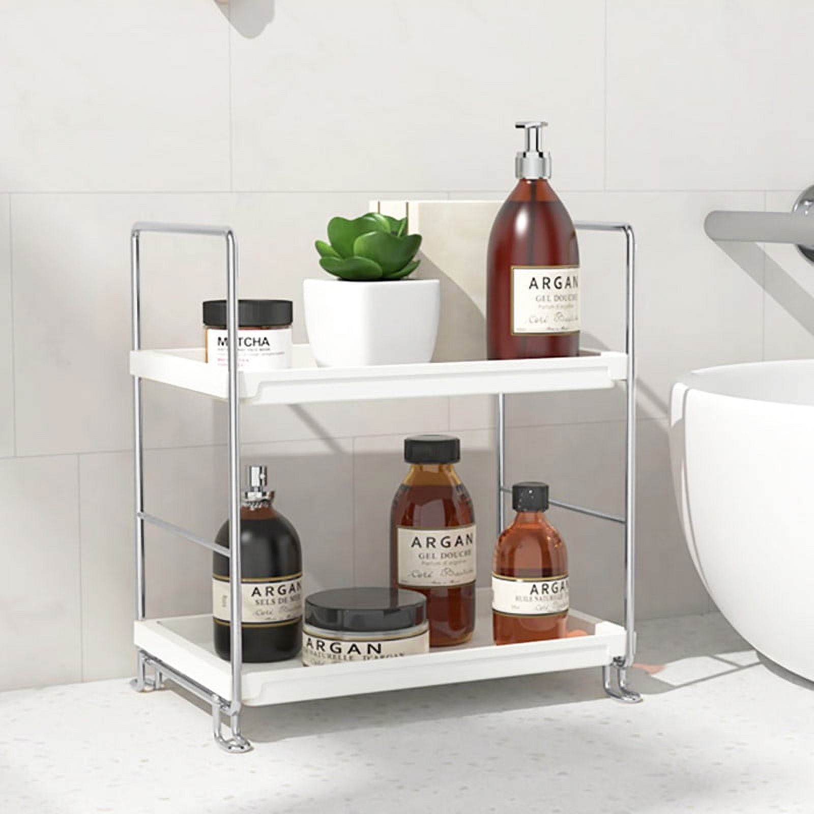 2-Tier Stainless Steel Bathroom Countertop Organizer, Kitchen Spice ...