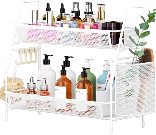 2-Tier Bathroom Organizer Countertop, Metal Wire Mesh Bathroom Counter ...