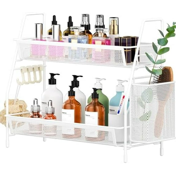 2-Tier Bathroom Organizer Countertop, Metal Wire Mesh Bathroom Counter ...