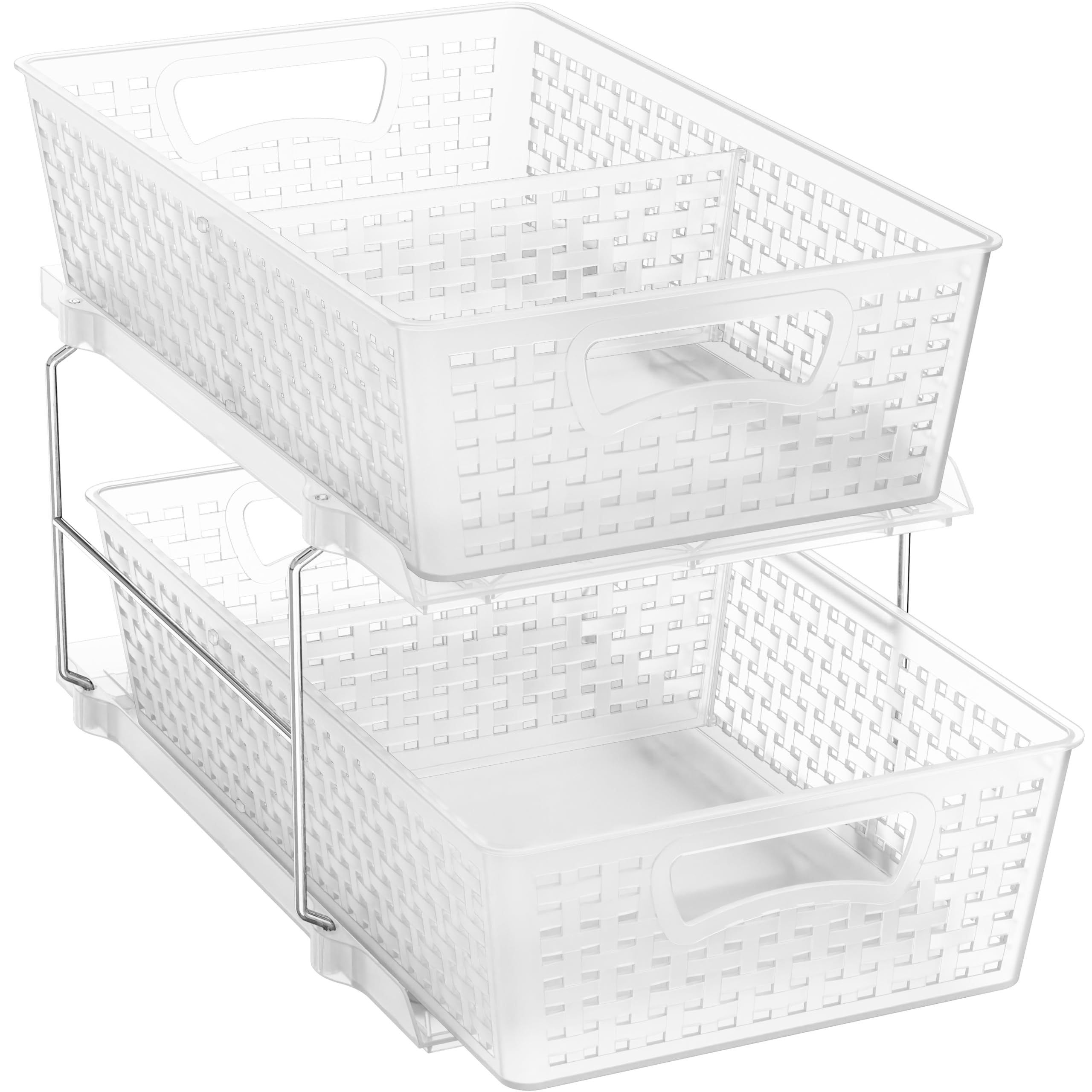 2 Tier Bathroom Organizer Tray Pull-out Sliding Drawer/under-sink Storage  Clear