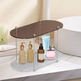 thumbnail image 1 of 2 Tier Bathroom Storage Rack Shower Shelf, Makeup Organizer Desktop Container Counter Vanity Tray for Perfumes Cosmetic Lotions Dresser Clear Brown, 1 of 8