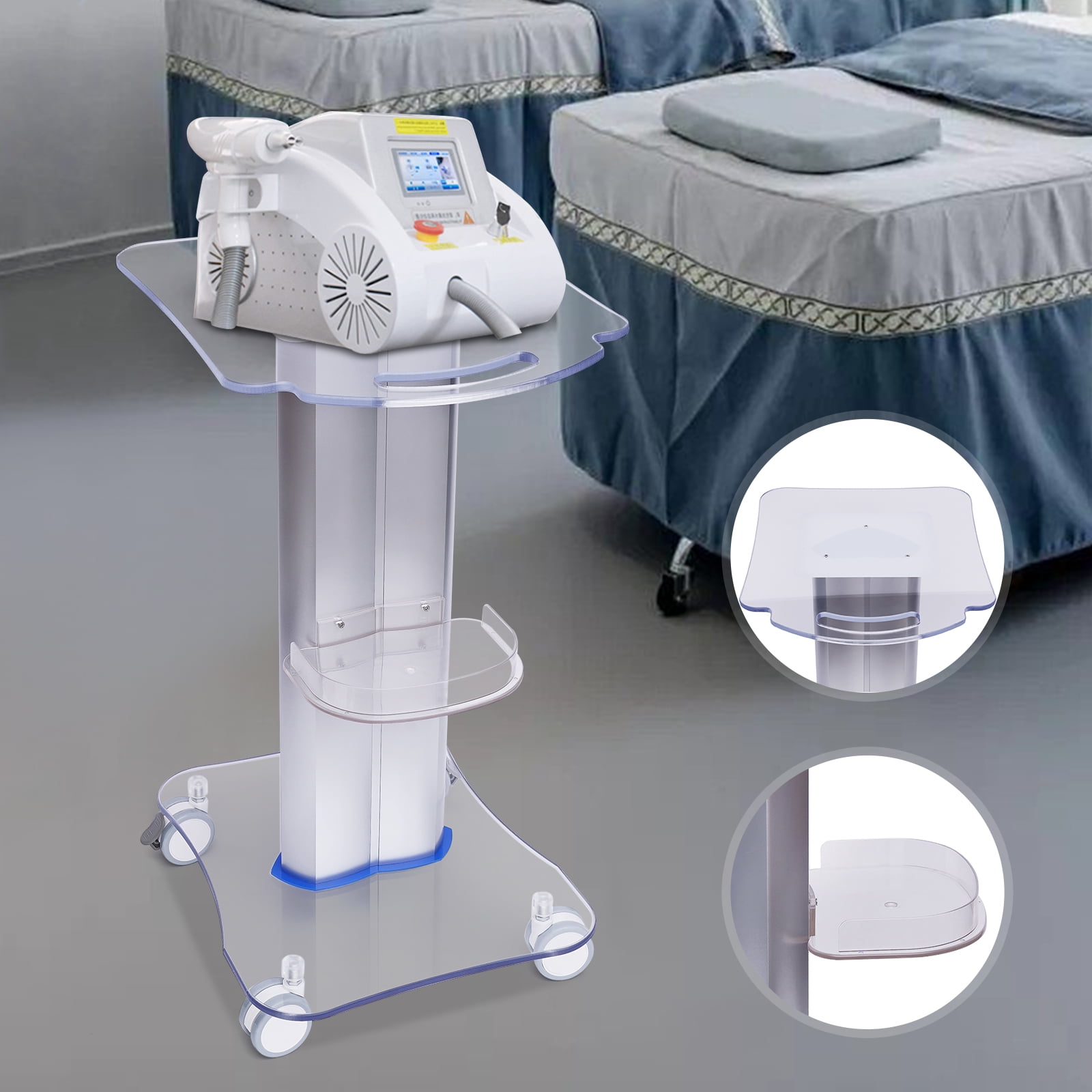 Salon Roulette Wheel 2 Tier Beauty Salon Trolley Cart Pedestal Rolling Cart Salon Spa Stand ...