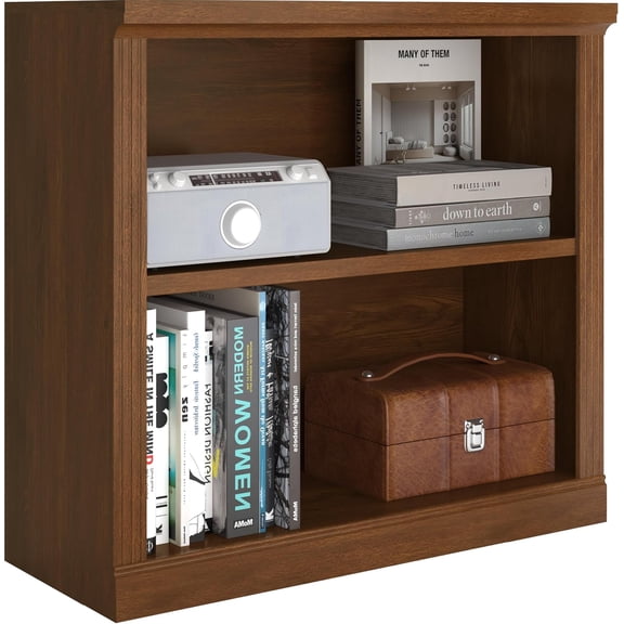 2-Tier Bookshelf Basic Book Case, Wooden Storage Shelves Rustic Bookshelf, Sturdy Display Cabinet for Living Room, Library, Office (Classic Oak, 2-Tier)