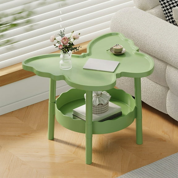 2-Tier Butterfly Shaped Side Table with Open Storage Shelf, Butterfly-shaped coffee table Multifunctional Nightstands for Living Room, Bedroom & Office, 5-Color Plastic Coffee Table