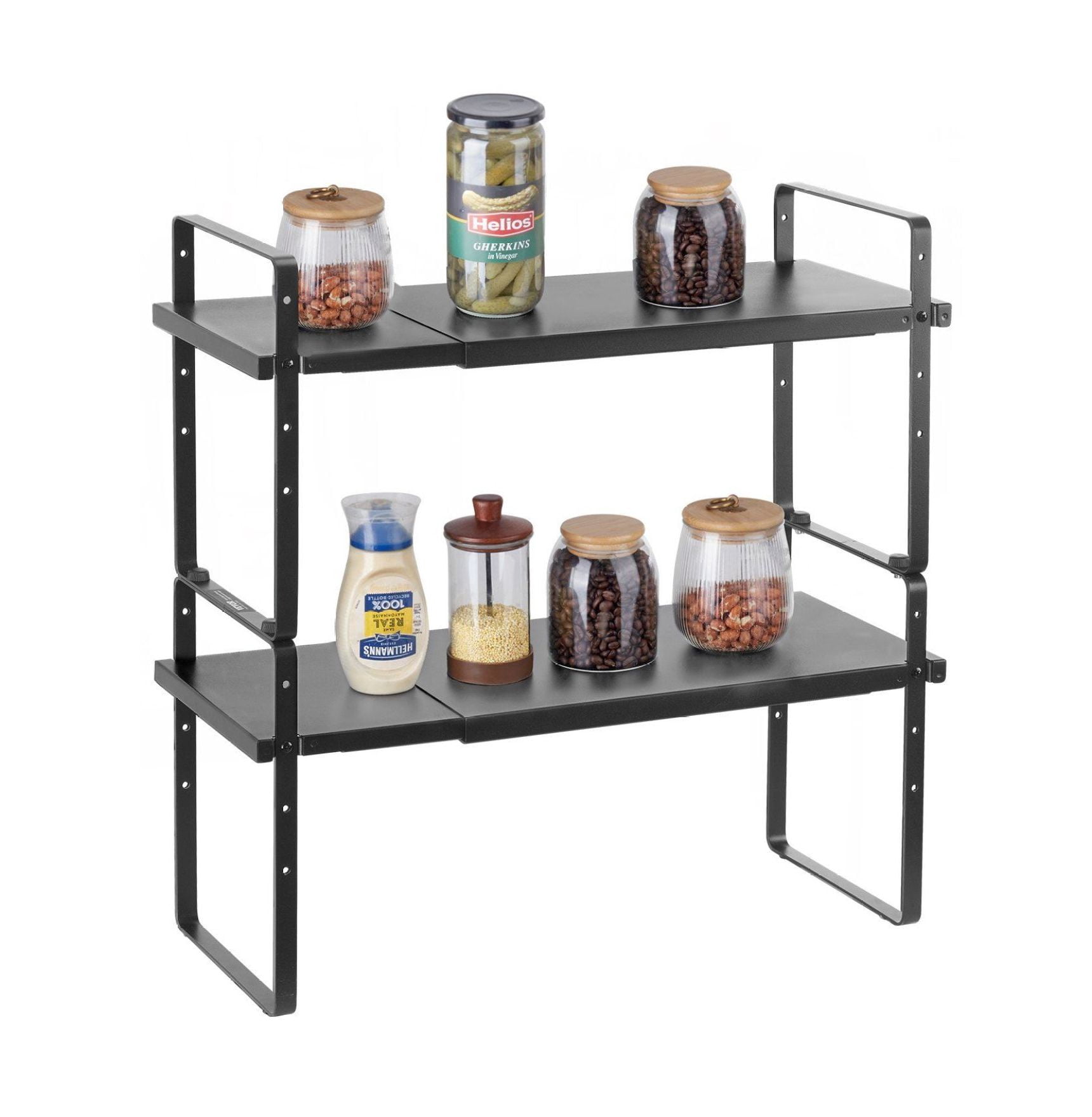 2 Tier Cabinet Organizer Shelf Counter Shelves Steel Kitchen Storage ...
