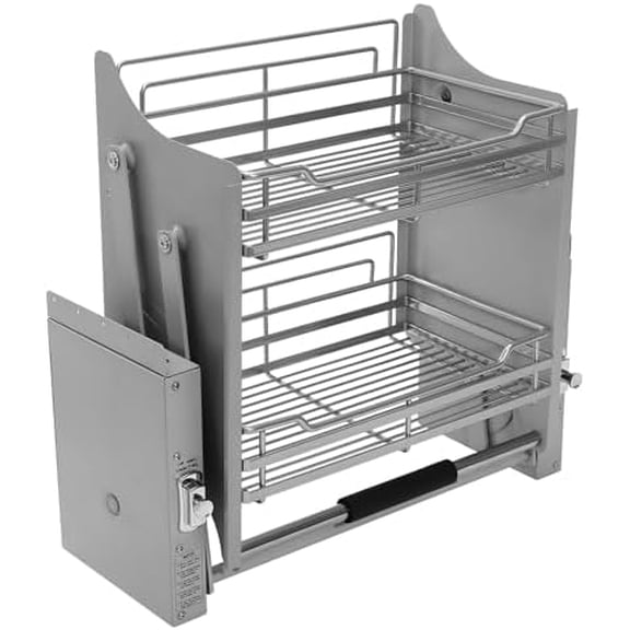 2-Tier Cabinet Pull-Down Shelf, Heavy Duty Cabinet Organizer, Space-saving Drop Down Dish Rack for Kitchen Storage, Fits Cabinet 22.13-22.44 Inch Interior Width$$Home Decor, Kitchen, & Other