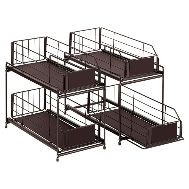 2Tier Storage Organizer Baskets with Sliding Drawer Set of 2