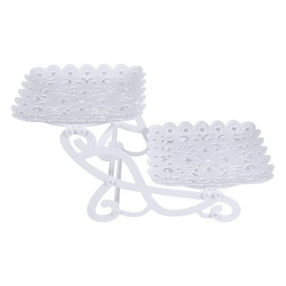2 Tier Cake Dessert Holder Cupcake Pastry Biscuit Tray Candy Buffet Fruit Wedding Use a Square