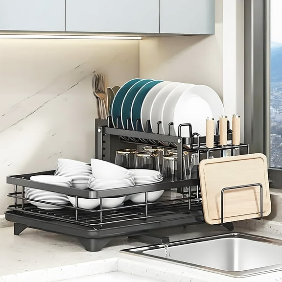 Storvive 2 Tier Carbon Steel Kitchen Drying Rack - Without Installation,Multifunctional Storage