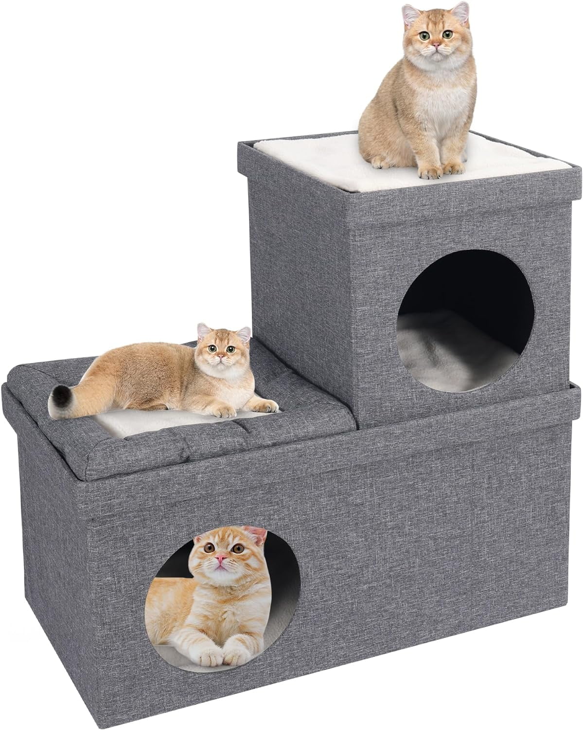 2-Tier Cat House Cat Beds for Indoor Cats - Large Cat Cave for Pet Cat ...