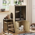 thumbnail image 1 of 2-Tier Cat Litter Box Furniture - Enclosed Hidden Litter Box Cabinet with Doors, Storage Shelf & Step Ladder - Discrepet Cat Toilet Furniture for Home Decor, Large Size for Multiple Cats, 1 of 8