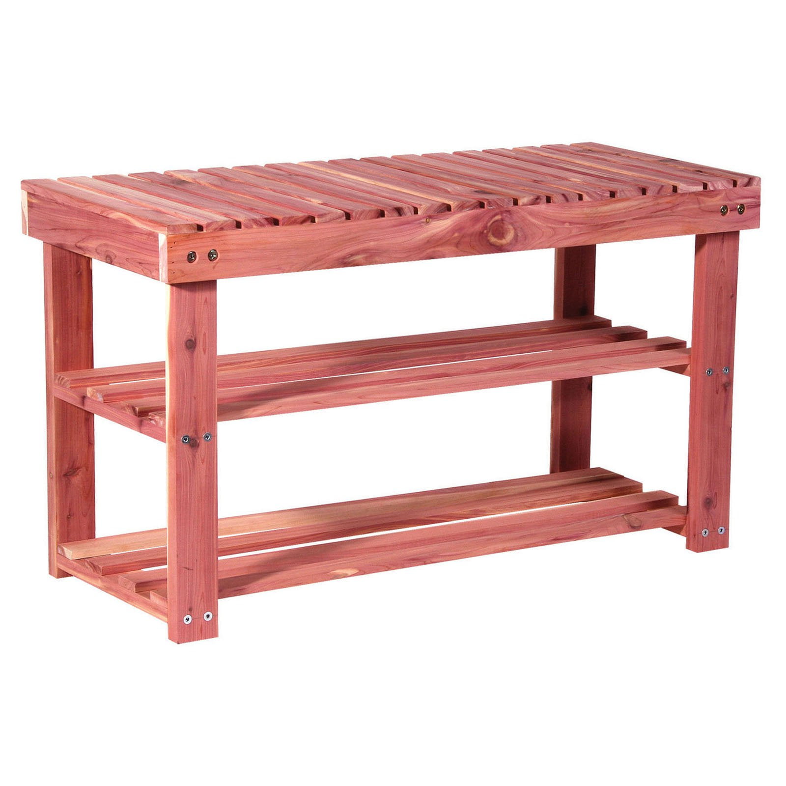 Cedar Red 31.5" Wooden Shoe Storage Bench