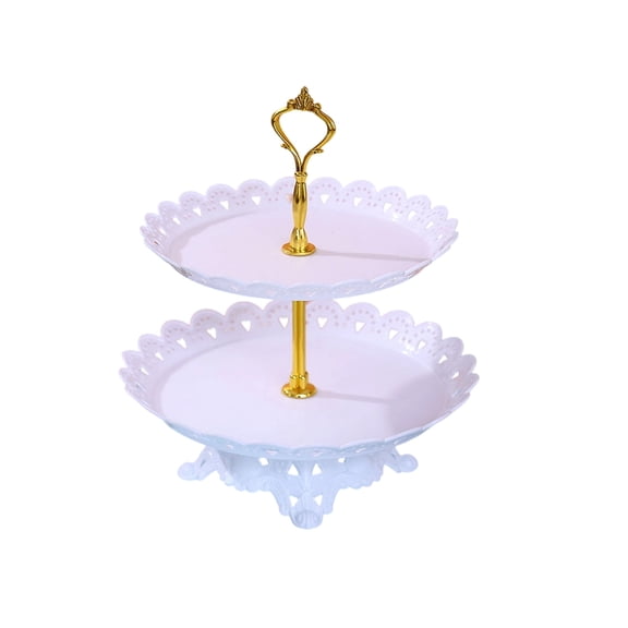 2-Tier Ceramic Cupcake Stand with Gold Trim - Elegant Dessert Serving Platter for Cakes, Pastries, Snacks & Fruits - Parties, Afternoon Tea & Home Decor (Green)