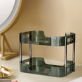 thumbnail image 1 of 2-Tier Clear Cosmetic Organizer, Bathroom Vanity & Desktop Storage Shelf for Perfume & Skin Care | Tall Bottle Friendly, Anti-Slip, Detachable Trays, Scratch-Resistant Green, 1 of 6