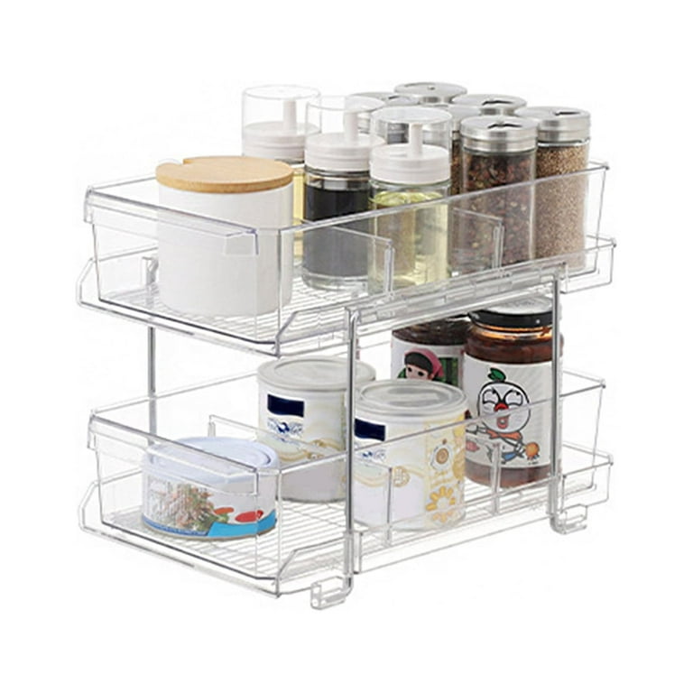 Delamu 2 Sets of 2-Tier Multi-Purpose Bathroom Under Sink Organizers and  Storage, Stackable Kitchen Pantry Organization, Pull Out Medicine Cabinet