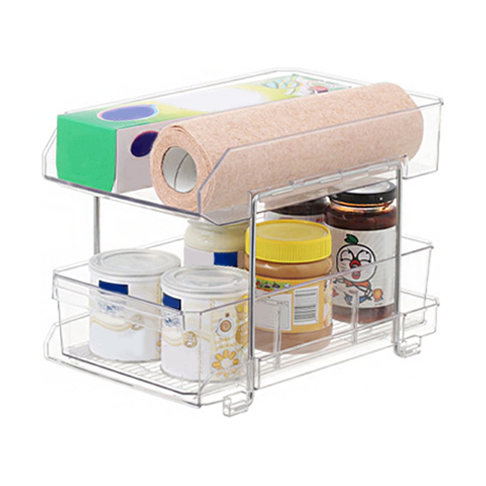 2 Tier Clear Pull-out Organizer, Food Pantry With Lid/divider For Snack  Organization, Slide-out Under Sink Organizer For Bathroom And Kitchen,  Cabinet, Counter Top, Acrylic Drawer Medicine Box, Two Styles Spice Rack,  Kitchen