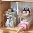 thumbnail image 1 of Riousery 2-Tier Clear Under Sink Organizer, 2-Pack Pull-Out Cabinet Storage, Stackable Design for Kitchen and Bathroom, 1 of 8