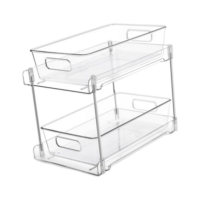 2 Tier Clear under Sink Organizers Storage, Bathroom Organizer with