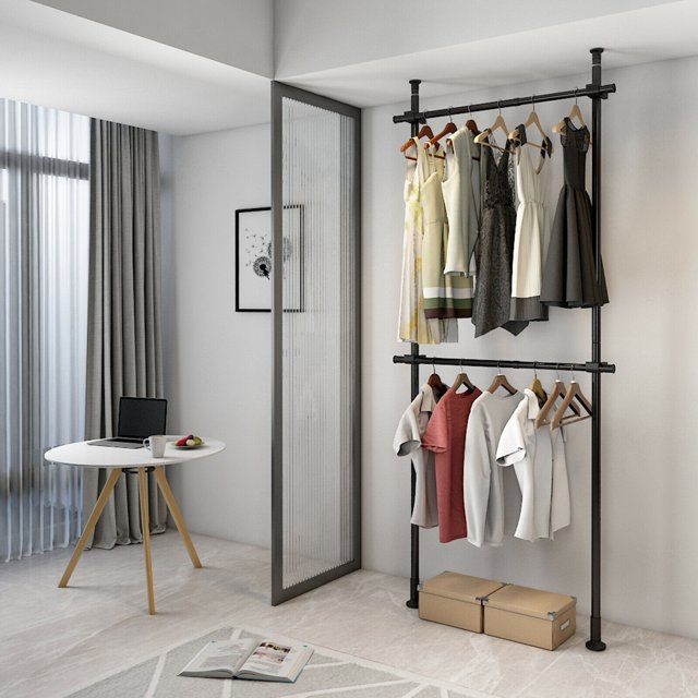 Garment Accessory Storage 2 Tier Closet Organizer Garment Rack Clothes Hanger Storage Rack ...