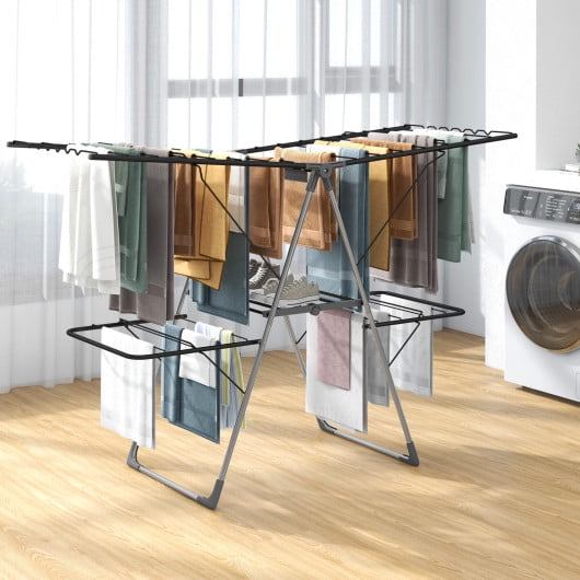 2-Tier Clothes Drying Rack with 33 Drying Rails and Height Adjustable ...