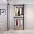 thumbnail image 1 of 2 Tier Clothing Racks for Hanging Clothes, Dual-Bar Garment Racks, Adjustable Height Clothes Hanger Racks, Black, 1 of 10