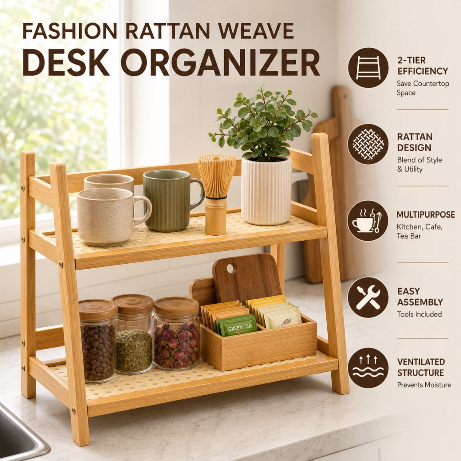 2-Tier Coffee Station Organizer for Countertop, 11