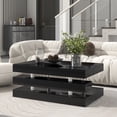 thumbnail image 1 of 2-Tier Coffee Table, Modern Rectangle Cocktail Table with Silver Metal Legs and High-gloss Surface, Freestanding Side End Table for Living Room, Office, 1 of 10