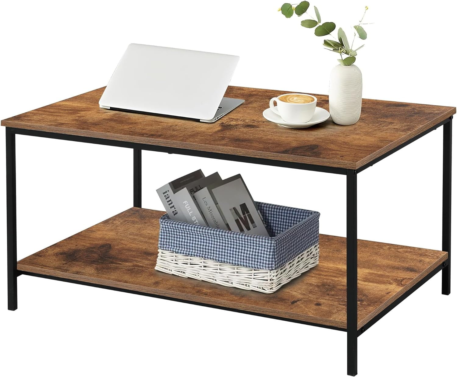 2-Tier Coffee Table with Storage Shelf for Small Living Spaces ...