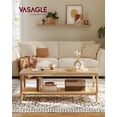 thumbnail image 1 of 2-Tier Coffee Table with Rattan Shelf, 47.2 Inch Rectangular Living Room Table with Rounded Corners, 110 lb Capacity for Sofa Office, Oak Beige, 1 of 5