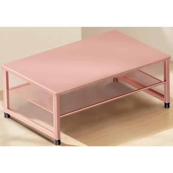 2-Tier Computer Monitor Stand Riser, Desk Organizer for Monitor, Printer & Laptop Stand, Desktop Workspace Organizers for Office Supplies(Rose Gold)