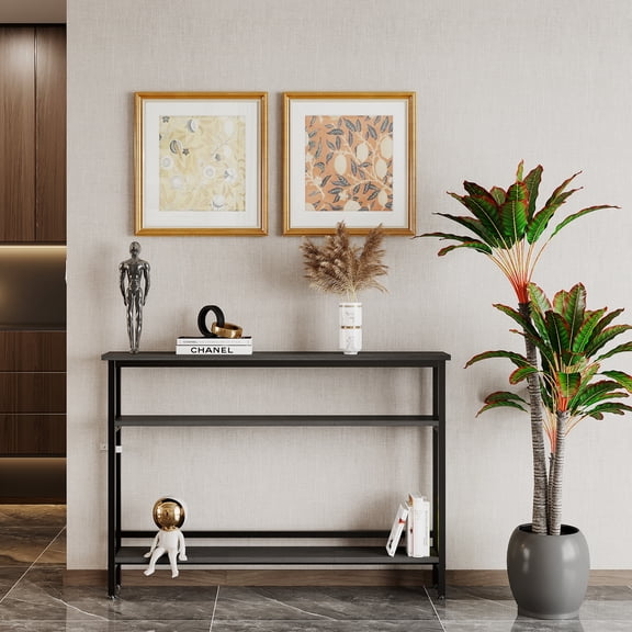 2 Tier Console Table with Adjustable Shelf, 5.9 in Slim Sofa Table, Space-Saving Behind Couch Table for Living Room, Entryway, Hallway, and Foyer, Grey