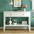 thumbnail image 1 of 2-Tier Console Table with Drawer, 42" Solid Wood Console Table Sofa Table for Living Room, Entryway Table with Storage Opening Shelf, Narrow Corner Tables for Small Spaces, White, 1 of 7