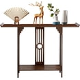 2-Tier Console Table Entryway Table with Storage, Espresso Bamboo ...