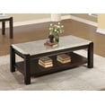 thumbnail image 1 of 2-Tier Console Table with Genuine Marble Top, Dark Cherry Finish Cocktail Table with Wood Frame, Sofa Side Table with Bottom Open Storage Shelf for Living Room, Kitchen, Cherry, 1 of 5