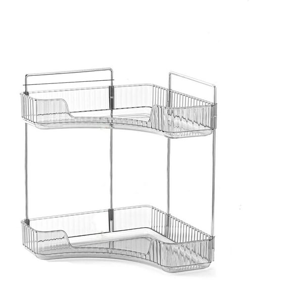 2-Tier Corner Bathroom Counter Organizer – Classic Storage Shelf for Makeup, Perfume & Toiletries, Space-Saving Countertop Tray Fits Bathroom, Dresser, Kitchen