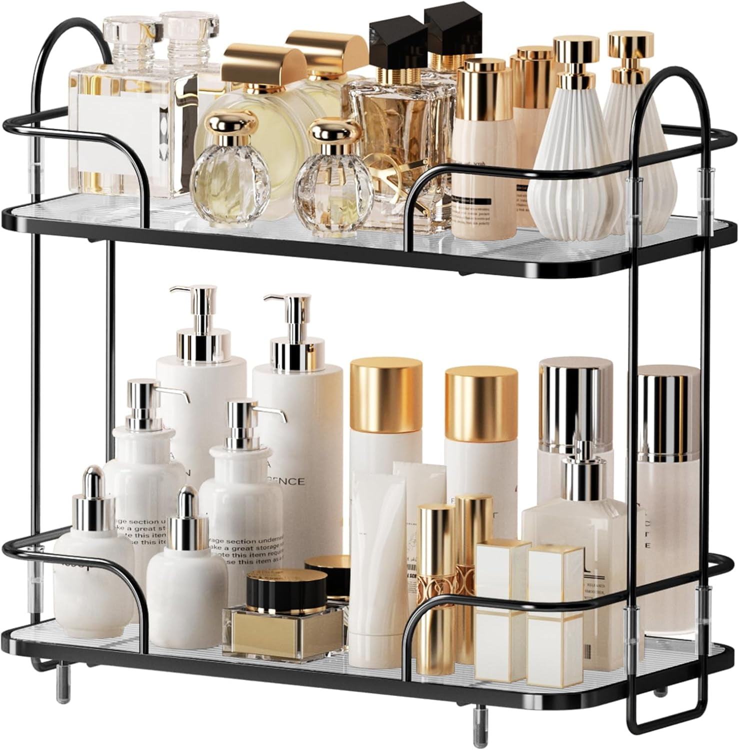 2 Tier Corner Bathroom Counter Organizer, Cosmetic Skincare Organizer ...